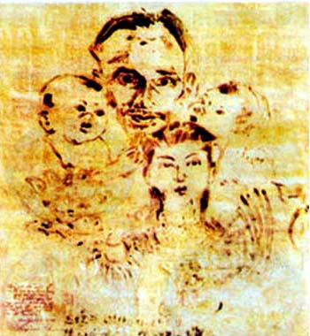 Họa sĩ, nhà điêu khắc Diệp Minh Châu với bức huyết họa “Bác Hồ và ba cháu thiếu nhi Trung Nam Bắc”