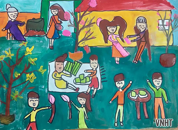 Chùm tranh của các em học sinh trường Hội nhập Quốc tế Ischool về ngày Tết